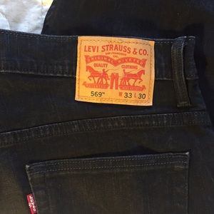 36/30 569 loose straight fit black wash Levi’s.